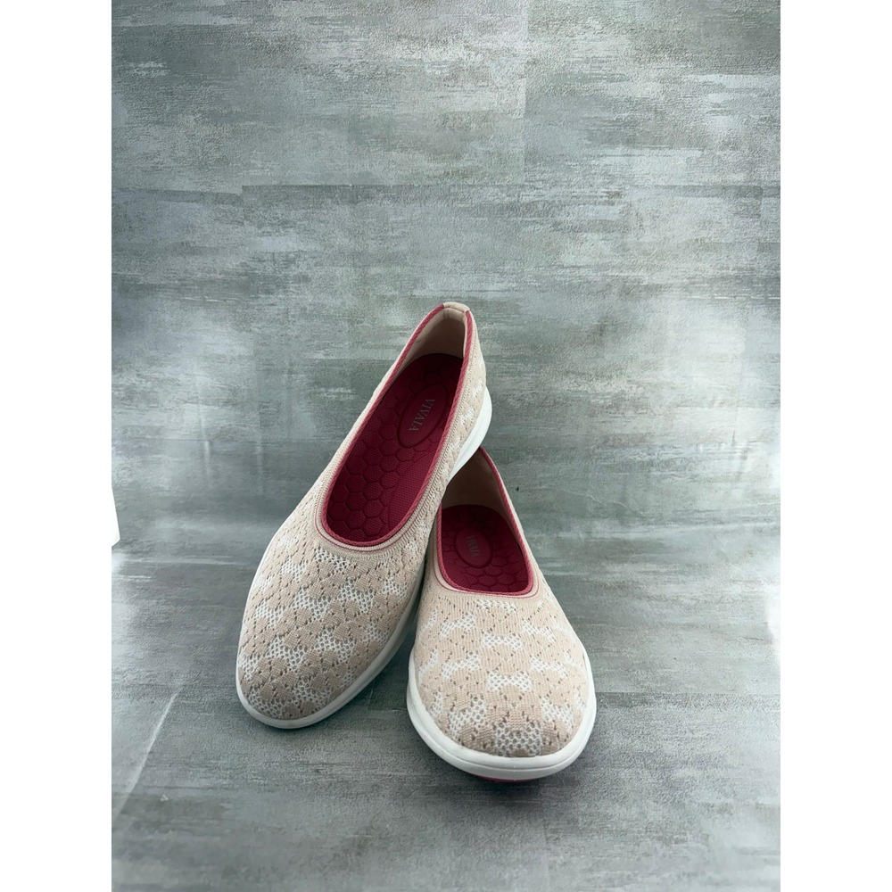 Vivaia Evermore Beige White Lace Knit Round Toe Slip On Shoes Women Sz US9 EU40
